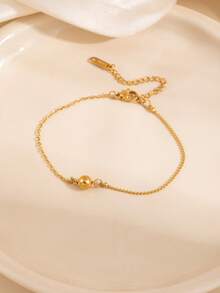 1 Piece Set Of Exquisite Gold Bead Bracelet, Simple And Shiny Zirconia Jewelry, Suitable For Women's Daily Wear, Parties, Gatherings And Other Occasions - Gold - View 11