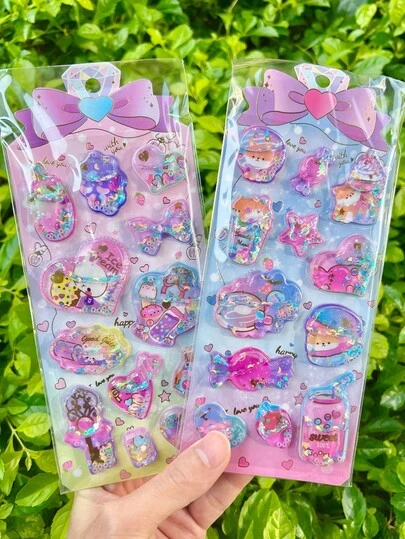 3D Cute Water Seal Stickers, Shiny Shake Sparkling Crystal 3D Embossed Decorative Drop Seal Sticker Fun Rabbit Cartoon Animal Stickers For Water Bottles, Refrigerators, Phone Case, Notebooks, Scrapbooking, Reward Gift