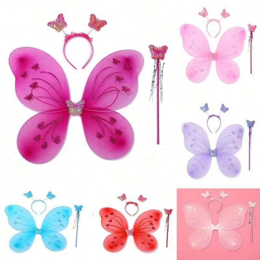 Bộ 3 món trang phục công chúa cổ tích - gồm cánh bướm, váy tutu và đũa phép, trang phục biểu diễn sân khấu, đạo cụ trang trí tiệc, phụ kiện cosplay, đồ dùng lễ hội - Lý tưởng cho cosplay, biểu diễn sân khấu, lễ hội và là món quà tuyệt vời cho gia đình và bạn bè. - Nhiều màu - Xem 1