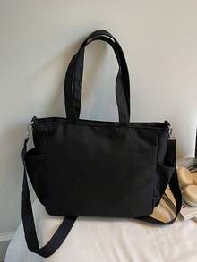 Dedoo 新款时尚休闲帆布星形图案手提包，带零钱包，女士办公包 - 黑色 - 查看 5