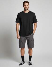 Kit 03 Men's Oversized T-Shirt High Neck Malhão Premium Fabric - Đen Trắng Xanh - Xem 2