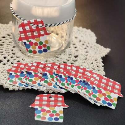 50个可爱彩色瓶子烘焙吊牌，午餐盒DIY装饰标签，创意礼品标签