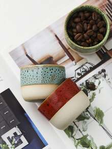 1pc 110ML Saudi Concentrated Coffee Cup, Creative Ceramic Tea Cup, Kiln-Fired Glaze Cup, Gift For Father's Day, Mother's Day, Friends, Colleagues - Multicolor - View 4