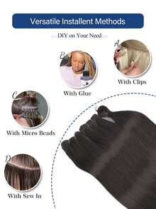 26英寸三合一长直发发髻，双层钩针编织接发假发套装，自然混色原创快速编织接发钩针假发，女士适用 - S4 - 查看 8