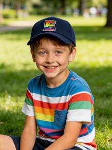 1 PC Fashion Children Hip Hop Cap A-Z Letter Embroidery Baseball Caps Girls Boys Snapback Hat Adult Adjustment Outdoor Casual Sun Hats Bone 8-16Y - Navy Blue - View 10