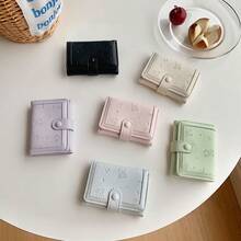 压纹小熊蝴蝶结三折多卡钱包，韩版简约时尚女士大容量钱包，迷你钱包，小钱包，可爱钱包，教师配饰，可爱钱包 - 彩色 - 查看 11