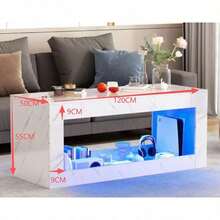 Mesa De Centro Moderna Rectangular De Sala | Centro Mesitas Auxiliares Modernas Para Muebles De Sala De Estar - Blanco - Ver 2