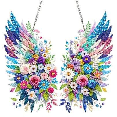 5D Diamond Painting Feather Pattern Hanging Decor Set, DIY Diamond Art Desktop Decoration, Gemstone Inlay Craft, Home & Bedroom Tabletop Decor