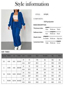 2 件套纯色休闲拉链连帽衫套装，适合女士海滩、办公室、健身、居家、街头、春季、秋季、冬季、毕业典礼、返校、女教师装 - 藍色 - 查看 2