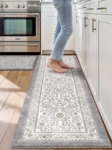 DAJIANG 1 件装欧式花卉图案长款厨房地垫/走廊地毯,适用于浴室、厨房、户外、室内、走廊、卧室、客厅,可机洗,易于清洁的入口门垫 - 彩色 - 查看 4