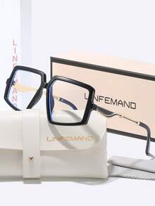 LINFEMAND渐变透明眼镜，方形镜框修饰脸型，金属镜腿提升品质，百搭时尚，适合办公和通勤佩戴。 - 無色 - 查看 5