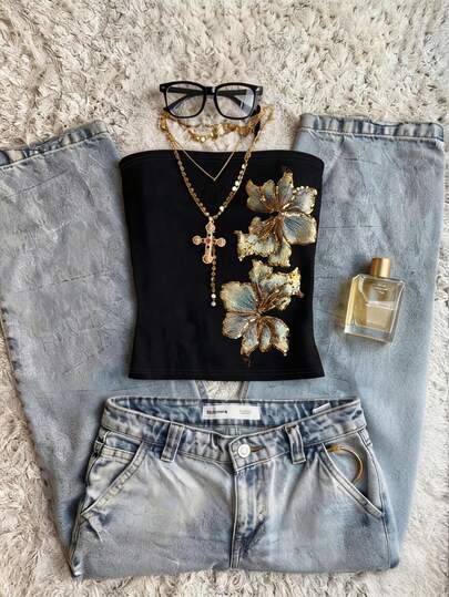 Women's Y2K Floral Pattern Fashion Tube Top