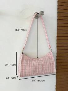 Plaid Pattern Bag Handbag,Shoulder Bag Minimalist,Casual Lightweight,Portable Women, Rookies & White-Collar Workers,Teacher Gifts,Girl,Woman Bag,Work ,Business,Commute,Shopping Valentines - 彩色 - 查看 7