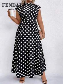 FENDAI Women's Polka Dot All-Over Print Hooded Casual Dress, Suitable For Parties, Dates, Spring/Summer - Black - View 4