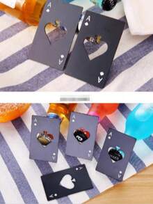 1个黑桃A开瓶器，扑克牌开瓶器，汽水罐开瓶器，便携式不锈钢卡片 - 黑與白 - 查看 10