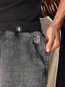 Bermuda Baggy Trip Side Jorts Tribo Hard Dragão Estonada Larga Balao Skate Hip Hop Lancamento - 石墨 - 查看 5