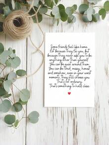 1 pieza "Algunos amigos se sienten como en casa" Elegante tarjeta de con sobre - Diseño de caligrafía y corazón, ideal para cumpleaños, agradecimiento y mejórate, perfecta para mujeres, hombres, colegas y maestros, página interior en blanco - Ver 3