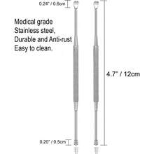 2 Pack - Stainless Steel Ear Spoon Portable Double-Ended Ear Pick Ear Wax Removal Tools Cleaning Ear Cleaner Spoon Spiral Ear Clean Tool - 1 - 查看 2
