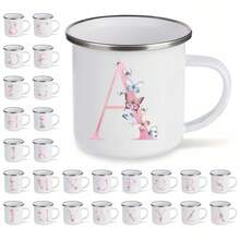 1 chiếc, cốc cà phê tráng men 26 chữ cái, dung tích 12oz, cốc cà phê cắm trại A-Z, bình nước du lịch di động, bộ đồ uống mùa hè và mùa đông, quà tặng - Nhiều màu - Xem 2