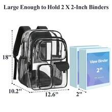 Clear Backpack For School - 18 Inch Extra Large Heavy Duty Clear Bookbag For Boys, See Through PVC Transparent School Backpack With 3 Front Pockets - Đen 018AAA - Xem 3