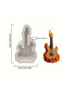 吉他造型香薰蜡烛硅胶模具，树脂浇铸模具，珠宝浇铸工具，适用于蜡烛、石膏、手工皂、树脂、车载香薰、DIY等。 - 白色 - 查看 4
