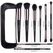BS-MALL 8pcs Beginner Portable Black Makeup Brush Set With Black Triangle Pouch, Blush Brush & Eyeshadow Brush Set, Soft & Shedding-Free - Black - View 8