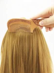 1把加厚桃木美发造型梳，按摩直发手柄 - 黃色 - 查看 6