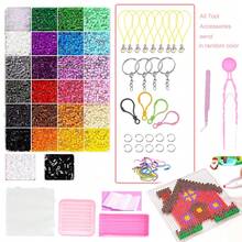 24 Colors Fuse Bead Kit DIY Handmade Keychain Gift, 2.6mm Fuse Beads With Pegboard, Ironing Paper, Chain, Accessories, New Year & Birthday Present - Multicolor - View 2