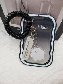 1pc Transparent Matte Style Soft Silicone Card Holder,Suitable For Student ID,Bus Card,Campus Card,HP Photo Paper,With Spring Keychain Hanging Pendant - Color - View 9