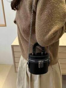 2026新款批发独特高品质化妆盒、迷你口红包、女士单肩斜挎包 - 黑色 - 查看 4