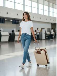 Expandable Carry-On Suitcase With Double Zippers, Durable ABS Structure, 4 Removable Wheels, 10kg Capacity, Carry-On Capacity, Adjustable Telescopic Handle, Secure Combination Lock - Apricot - View 3