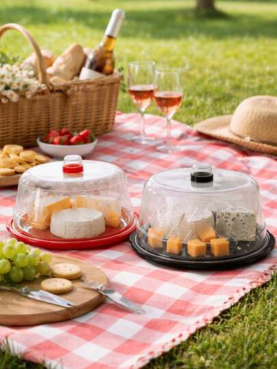 Queijeira com Prato e Tampa Transparente Porta Queijo Compacto e Elegante para todas as ocasiões