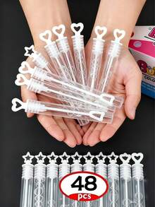 48/24支迷你泡泡棒 - 白色心形（不含泡泡液），派对礼品，课堂奖励，情人节/婚礼/生日礼物，嘉年华奖品，可爱泡泡管 - 彩色 - 查看 5
