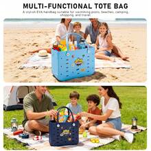 1pc X-Large EVA Rubber Tote Bag/Beach Bag, EVA Women's Fashionable Casual Shopping Bag, EVA Backpack Tote Bag, Washable, Durable, Lightweight Beach Tote Bag, Travel Tote Bag, Women's Picnic Shoulder Bag - Suitable For Beach, Pool, Vacation, Shopping, Camping, And Hiking. - 彩色 - 查看 4