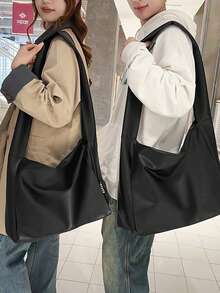 1个新款大容量斜挎包，街头时尚翻盖邮差包，复古软皮单肩包 - 彩色 - 查看 5