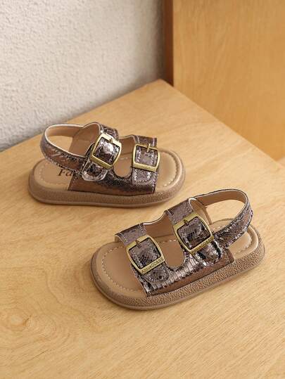 A Pair Of PU Toddler New Style 3D Decorative Sandal Slip-Resistant Fashion Casual Classic Girls' Korean-Style Student Outdoor Sandals, Suitable For Summer