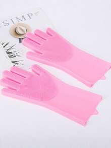 Silicone Dishwashing Gloves, Reusable Waterproof Rubber Gloves For Household Cleaning - 1 Pair - View 6