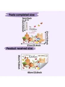 1 pieza Adhesivo de pared con eslogan en inglés y utensilios de cocina de dibujos animados, material de PVC autoadhesivo y removible, agrega acentos divertidos a la cocina o el comedor, herramientas de cocina lindas con proverbios en inglés, pelable y removible, adecuado para puertas de gabinete, salpicadero o despensa, decoración del hogar divertida para amantes de la comida, transforma instantáneamente las paredes de la cocina ordinaria en un punto focal encantador - Lemas en inglés para utensilios de cocina - Ver 6