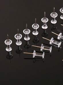 50/100pcs Transparent Map Tacks, Photo Cork Board Push Pins - Nails - View 6