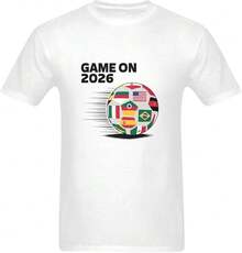 World Flags Soccer Ball Game 2026 T-Shirt Mens Short Sleeve Graphic Tees Football Sports Event Casual Shirt - trắng - Xem 1