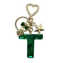 Llavero con letra para mujer, dije brillante para bolso, llavero lindo, accesorio para bolso, regalo para mujeres - Verde - Ver 3