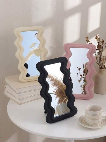 1 chiếc gương trang điểm lớn hình dáng bất đối xứng mới, để bàn hoặc treo tường, độ phân giải cao, phù hợp với bàn trang điểm, phòng ngủ, gương trang điểm tối giản cho sinh viên. Có thể để đứng hoặc treo như một chiếc gương trang điểm. Gương trang điểm độ phân giải cao. Thích hợp để trang trí phòng, đồ dùng học tập cho ký túc xá.