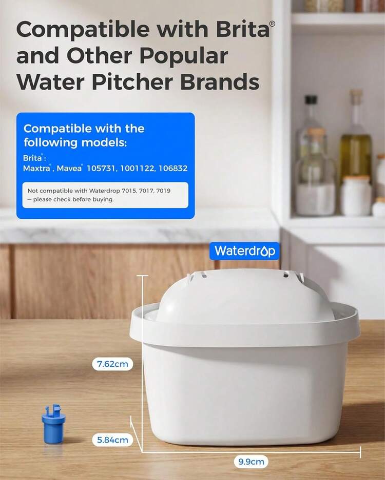 Waterdrop Water Filter Cartridges, Replacement For Bri Ta Maxtra+® Plus, Maxtra Pro® All-In-1, Compatible With  Marella® Jug, Kettle, Reduce PFAS, PFOA/PFOS, TÜV SÜD, NSF Certified (8) - White - View 3