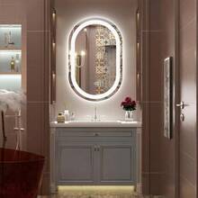 Espejo Inteligente Baño 3modo Touch Moderna 80*40cm,espejo Ovalado,espejo Inteligente  ,espejo Con Luz Para Baño - Negro - Ver 6