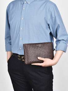 2026 New Fashion Woven Pattern Men's Clutch Wallet, PU Leather Soft Texture Large Capacity Handbag - Multicolor - View 8