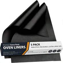 2/5pcs Large Thick Oven Liners, 17"X25", Black Kitchen Accessories To Keep Oven Clean - Black - View 1