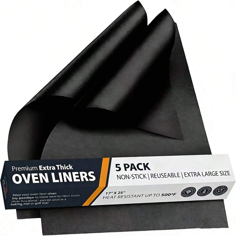 2/5pcs Large Thick Oven Liners, 17"X25", Black Kitchen Accessories To Keep Oven Clean - Black - View 1