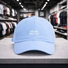 Unisex Cap With Motivational Phrase "Good Life, Breeze And Peace" Curved Brim Adjustable Hat Basic Vintage Style Classic Casual Everyday Premium Fabric For Outings, Sun, Heat, And Holidays - 淺藍色 - 查看 1