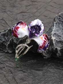 Exquisite Iris Brooch With Purple Enamel & Accents, Artistic Elegant-Themed Jewelry For Women, Perfect For Adding Refined Sparkling Charm To Outfits, Ideal Gift For Graceful Statement Style & Fashion Enthusiasts - Multicolor - View 4