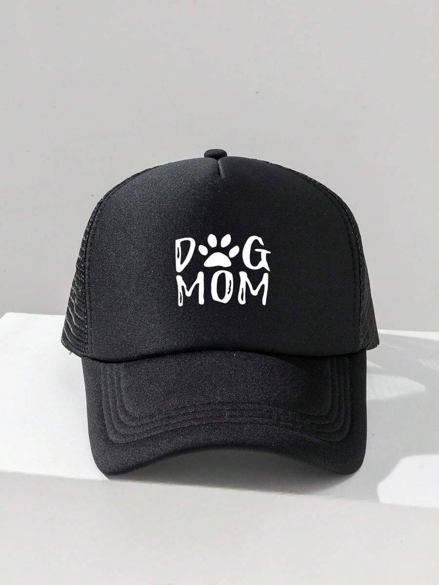 1件装时尚海绵帽，印有“DOG MOM”字样，成人卡车司机帽、棒球帽、钓鱼帽，趣味礼物帽，男女皆宜，春夏款 - 彩色 - 查看 1
